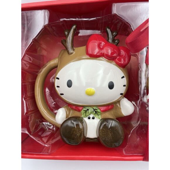 Hello Kitty Christmas Mug And Figurine Set 2024 Reindeer Bluesky Clayworks - New - Picture 3 of 11